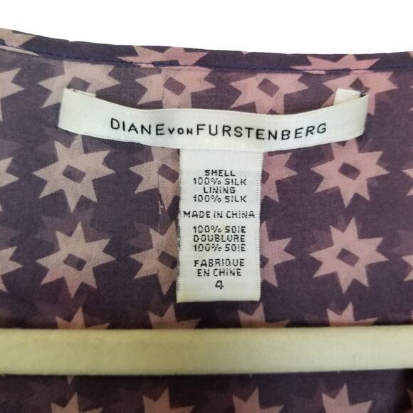 DVF Diane Von Furstenberg Celestial Star Silk Blouse Whimsigoth Cottage Fairy 4 - Picture 5 of 6